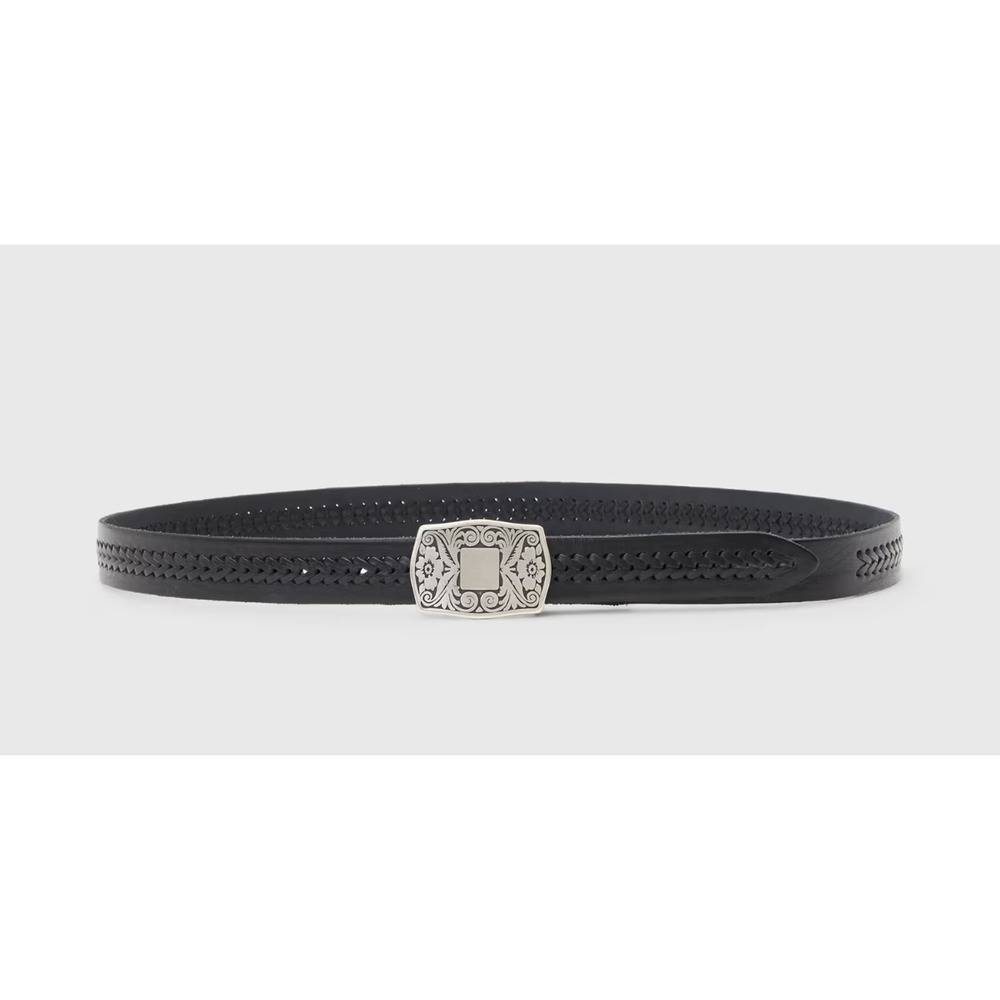 John Varvatos Winston Plaque Leather Belt Espresso Black Size 32 New Tags $350+!